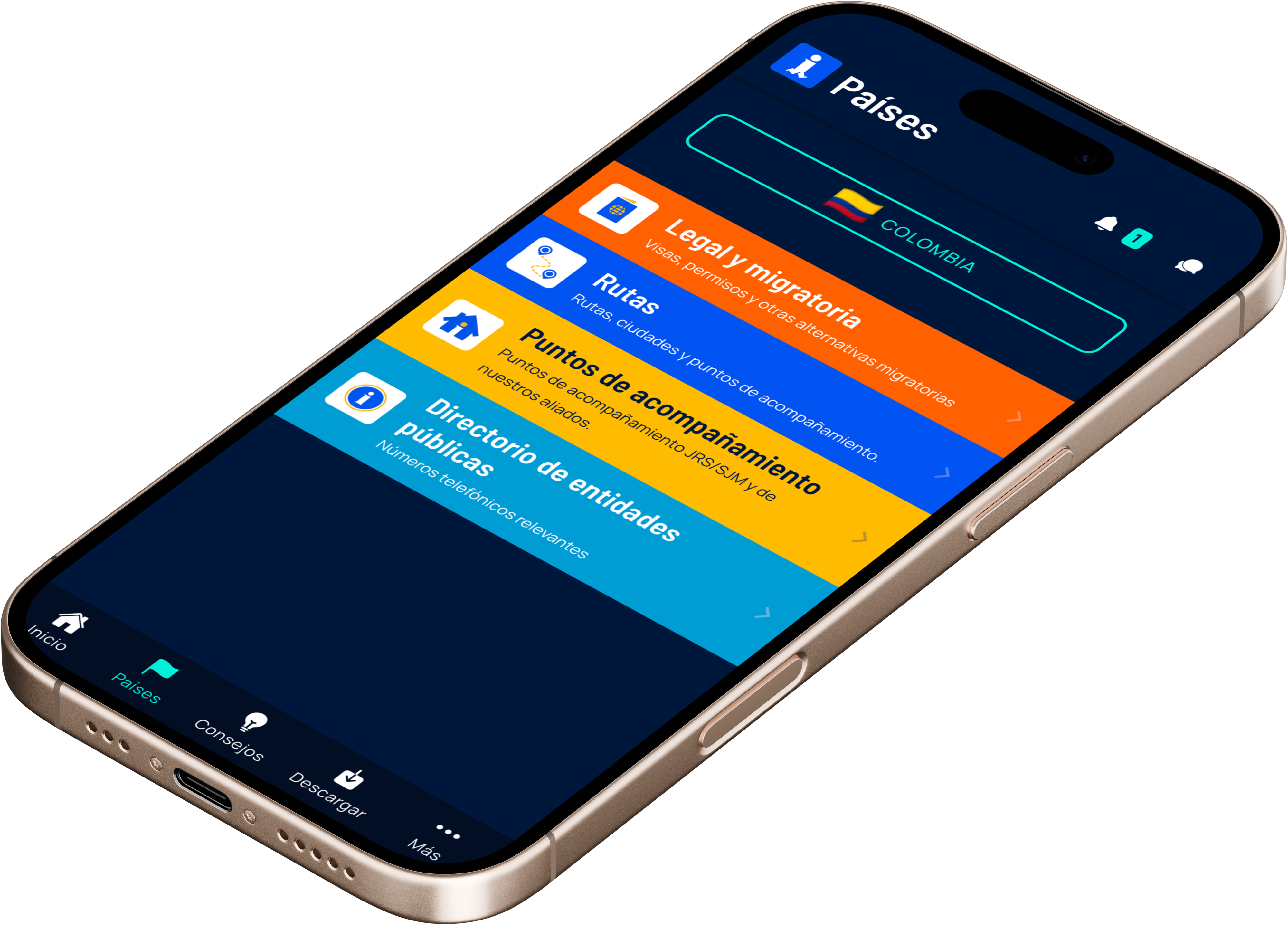 Infocaminante App Mockup