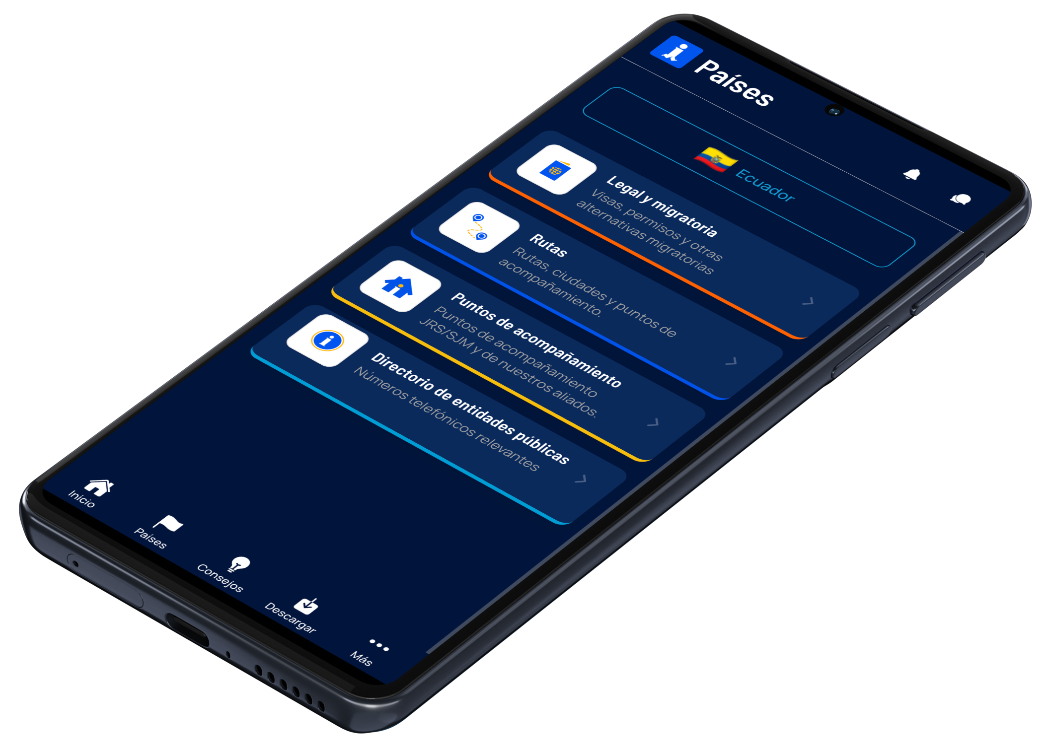 Infocaminante App Mockup